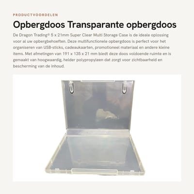 Dailygoods - Opbergdoos - Transparante opbergdoos - Ruimtebesparend - 21mm - Multi opslag - Geschikt voor kleine voorwerpen - Kleur doorzichtig