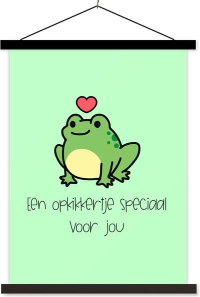 Posterhanger incl. Poster 60x80 cm - Schoolplaat - Sterkte - Spreuken - Hartje - Opkikker - Textielposter - Zwarte latten