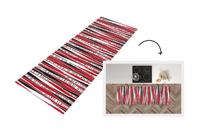 Keukenloper - Loper keuken - Rood - Patronen - Boom - 150x50 cm - Keukenloper vinyl