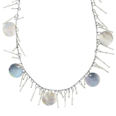 Behave® ketting zilverkleur met ronde schelpen hangers 41 cm (+8 cm verlengketting)