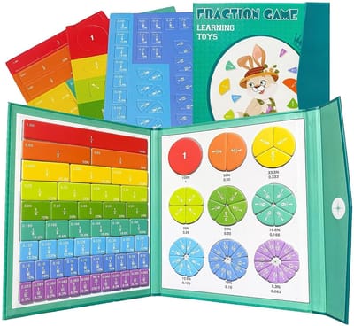 Jojoy - Magnetische Breukenset - Breuken Leren - Educatief Speelgoed - Wiskunde Leermiddel - 9 Cirkels Rechthoeken - Met Pen - Montessori - Kinderen 3 Jaar - JOJNUMERI