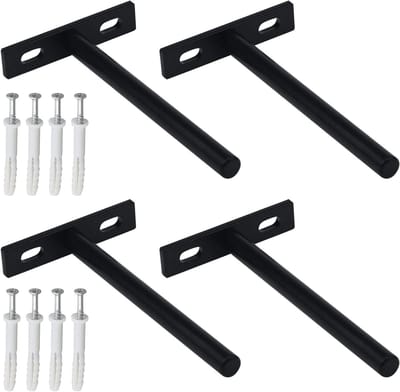 Zwevende Plankbeugels - Blinde Steunen - Decoratieve Wand - Verborgen Montage - 4 Stuks 5 Inch - Mat Zwart