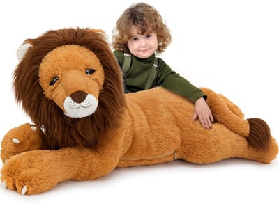 Enorme pluche dier, speelgoed, 110 cm, grote leeuw, schattig, pluizig, pluche, groot, zacht, dieren, cadeaus voor kinderen, verjaardagscadeau, schattig kussen.