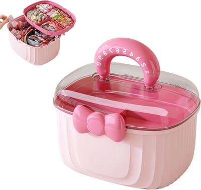 Opbergdoos voor Haaraccessoires met Handgreep - 3 Laags Organizer voor Haarclips, Elastiekjes en Make-up voor Kinderen