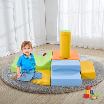 Reuzenbouwstenen Set - Zachte Klimkubus - Spelenderwijs Leren - 6 Delige Combinatie - 100x80x20 cm - Kleurrijk