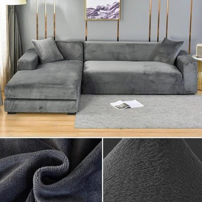 Fluwelen bankhoes voor woonkamer Dikke elastische bankhoes 1/2/3/4 zits L-vormige hoekbankhoes Stretchhoes voor bank 2 Seater 145-185cm
