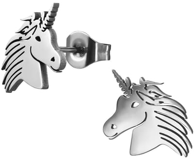 CS Joy - Eenhoorn oorbellen - Chirurgisch staal - unicorn oorknoppen - 10 mm