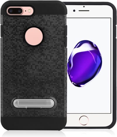 Peachy Mozaïek hoesje standaard TPU kunststof hybride case geschikt voor iPhone 7 Plus 8 Plus - Zwart