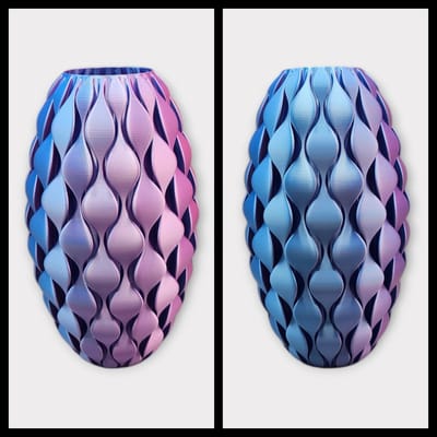 Layerzz - Vaas Cellara - 21cm - 3-D geprint - voor drrogbloemen en zijdebloemen - duurzaam - stijlvol en kleurrijk - lila lichtblauw