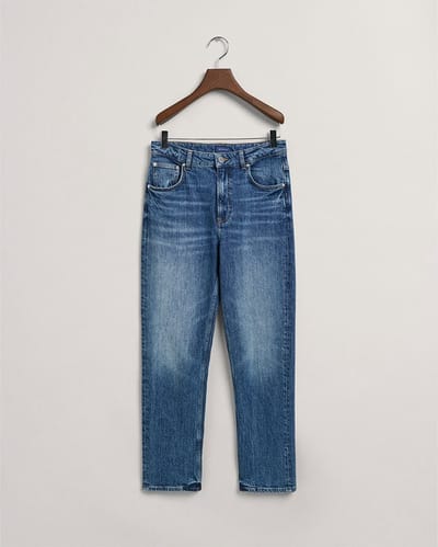 Gant Straight Cropped Fit Spijkerbroek Blauw 28 Vrouw