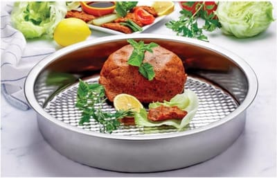 RVS serveerschaal – cigkofte meze salade schaal – geperforeerde bodem – zilver