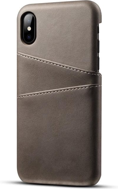 Card Case geschikt voor Apple iPhone X | iPhone Xs | PU Leren Back Cover | Luxe Telefoonhoesje | Pasjeshouder | Grijs