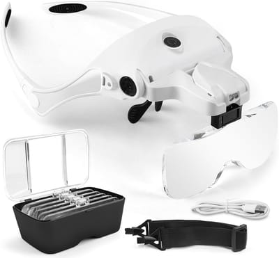 Vergrootglas met USB Oplaadbare LED Verlichting voor Modelbouw, Reparatie en Sieraden - 5 Verwisselbare Lensen 1.0x tot 3.5x