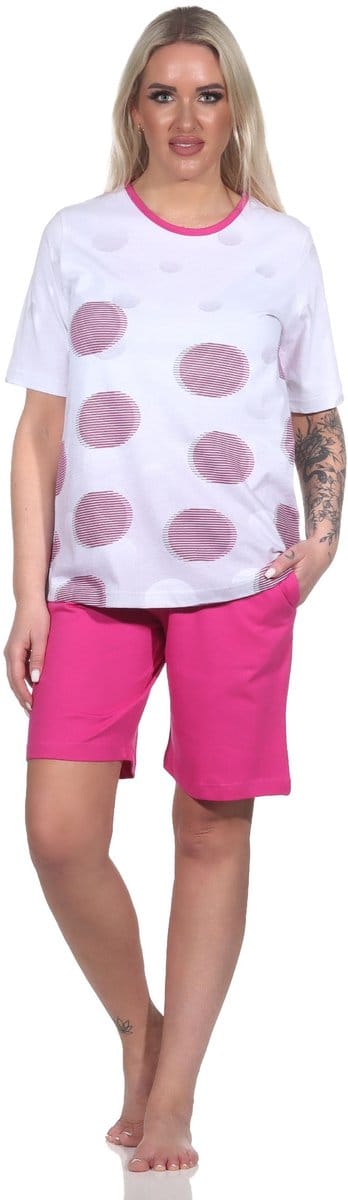 Normann Dames Pyjama Shorty met korte mouwen in Polka Dot Optics - Ook in Oversizes