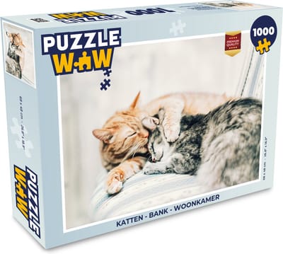 Puzzel Katten - Bank - Woonkamer - Legpuzzel - Puzzel 1000 stukjes volwassenen