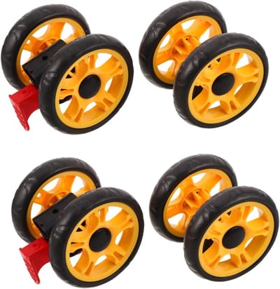 Babywagen Wielen - Kinderwagen Onderdelen - Gemakkelijk Duwen - Met Rem - 4 Stuks - Geel
