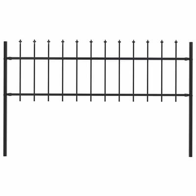 Sierhekwerk Woerden - Tuinhek met Speerpunten - 181x60 cm - Gepoedercoat Staal - Zwart - Metalen Tuinafrastering inclusief 2 Palen en Montagemateriaal