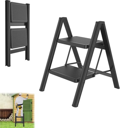 Inklapbare Huishoudladder met Antislip Pedaal en Leuning - Veilig en Stabiel tot 250 kg