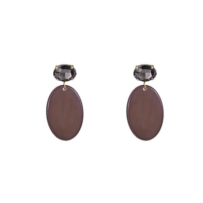 Go Dutch Label Oorknoppen steentje resin ovaal Zwart