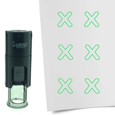 CombiCraft Stempel Open kruisje 10mm rond - Groene inkt