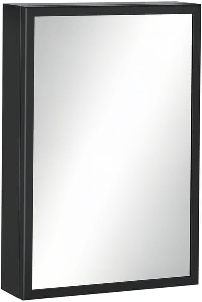 Kleankin spiegelkast - staal - glas - 40L x 12B x 60H cm - zwart