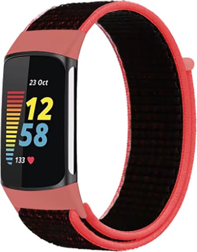 Actie4you® - Nylon bandje - Geschikt voor Fitbit Charge 3 / Fitbit Charge 4 – Bandje voor Fitbit - Zwart Oranje
