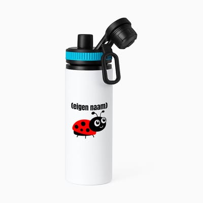 Hacebo® - lieveheersbeestje met eigen naam waterfles met draaidop blauw - Lieveheersbeestje - lieveheersbeestje liefhebbers - iemand die houdt van lieveheersbeestjes - verjaardag - cadeau - kado - water fles - 850ML