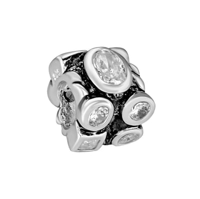 Quiges - 925 - Zilveren - Bedels -Sterling zilver - Beads - Zirkonia Transparant Kraal Charm - Geschikt – voor - alle bekende merken - Armband Z451