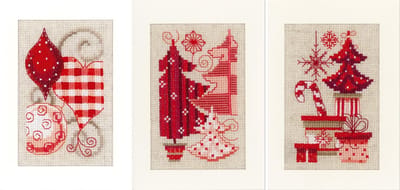 Vervaco - Wenskaart kit - Kerst - Kerstmotieven set van 3 - PN-0146572 - Borduren - Borduurpakket - Borduurpakket volwassenen - Borduurpakket kind