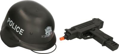 Verkleedaccessoires Politie SWAT team wapen set - pistool en helm - volwassenen