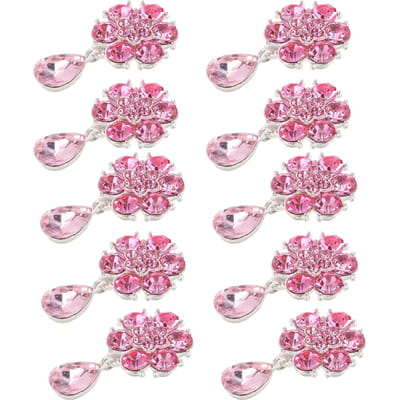 10 stuks Strass Broches Kroon Zes Bloemblaadjes Opaal Parel Broche Spelden voor Kleding Schoenen Tassen Haar white