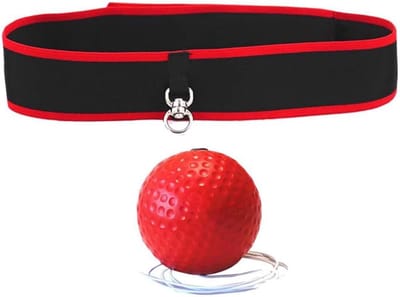Boksbal met hoofdband - Reactie bal - Conditie verbeteren - Verstelbare hoofdband - 3 cm breed - Zwart