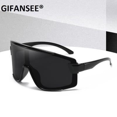Vizier Zonnebril Masker Voor Dames Voor Heren Oversized Winddichte Bril Eén Stuk Groot Montuur Veiligheidsbril Zonnebrillen Sport UV400 Gafas as the picture white