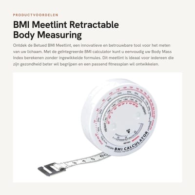Dailygoods- BMI Meter met BMI Calculator - Rolmaat - Meetlint Lichaam - Omtrekmeter - Duurzaam - Flexibel en Lichtgewicht
