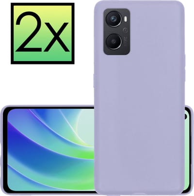 Hoesje - 2 Stuks - Geschikt voor OPPO A76 - Sterk & Shockproof - Case Siliconen - Back Cover - Telefoon Hoes - Lila