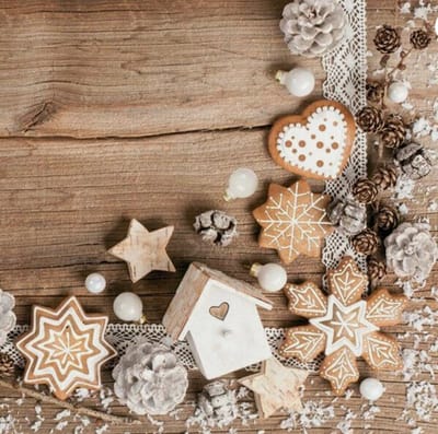 20 x Kerst Servetten 3-laags 1/4 vouw 33 cm x 33 cm "Wooden Board" papier
