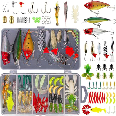 DOWO Kunstaas Set 78-delig - Kunstaas Roofvis - Visaas met Softbaits, Jigs, Pluggen en Wormen - Incl. Tacklebox - Kunstaas Snoek en Baars