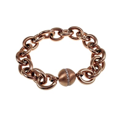 Ronde Schakelsarmband Dames, Roségoud Roestvrij Staal - Polslengte 15 - 16 cm