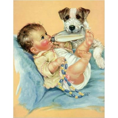 5D Diy Diamond Painting Baby en Hond Strass Geplakt Diamond Borduren Kruissteek 20X30CM