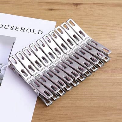 Oneay 20 roestvrijstalen wasknijpers, die gebruikt kunnen worden om kleding, sokken, voedselverpakkingen, enz. vast te klemmen.