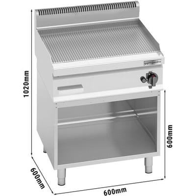 GGM Gastro Gas Bratplatte - 8 kW - Gerillt - inkl. Untergestell
