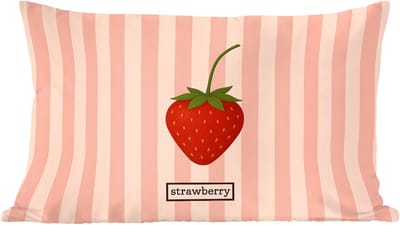 Sierkussens - Kussentjes Woonkamer - 60x40 cm - Aardbei - Strepen - Minimalistisch - Rood