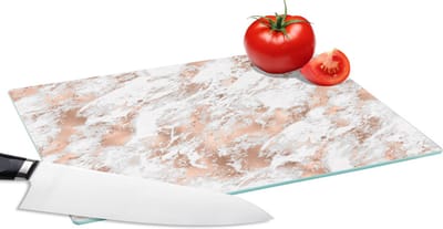 Glazen Snijplank - 28x20 - Rose goud - Patroon - Marmer - Luxe - Snijplanken Glas