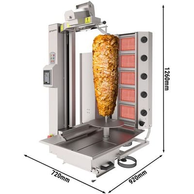 GGM Gastro Gas Dönerroboter mit Schneidsystem - 5 Brenner - max. 120 kg Zilver