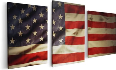 Artaza Canvas Schilderij Drieluik Amerikaanse Vlag - Verenigde Staten - 120x60 - Foto Op Canvas - Canvas Print