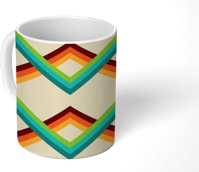 Mok - Koffiemok - Retro - Strepen - Design - Seventies - Mokken - 350 ML - Beker - Koffiemokken - Theemok