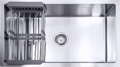 Lendo Online Spoelbak met droogrek 740x440x200mm RVS - Roestvrij staal - Wasbak met waterafvoersysteem - Gootsteen voor keuken + bevestigingshaken