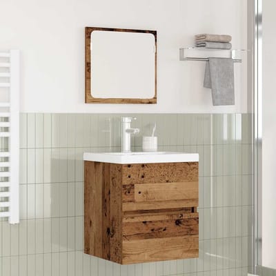 vidaXL - Badkamermeubel - Set - 2 - st - Oud - Hout - en - Wit - 42 - x - 39 - x - 45 - cm