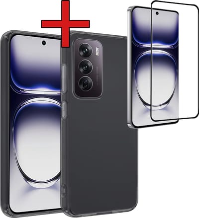 Hoesje - Met Screenprotector - Geschikt voor OPPO Reno 12 - Sterk & Shockproof - Telefoon Hoes - Back Cover - Siliconen Case - Telefoonhoes - Transparant