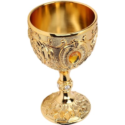 Metalen Wijnkelk Vintage Middeleeuws Handgesneden Zinklegering Drinkbeker voor Bruiloft Feest Huis Bar Decoratie Cadeau beige